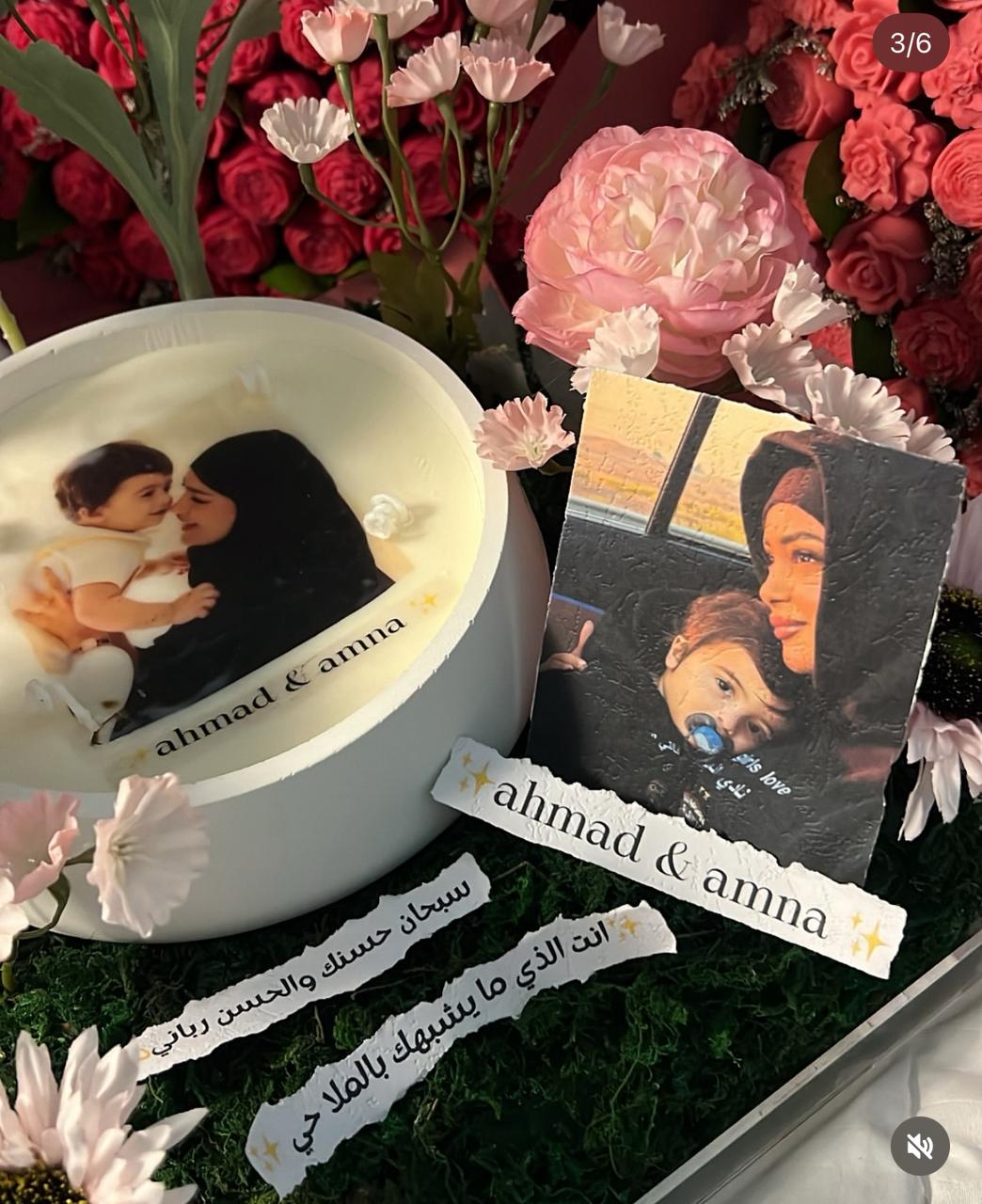 BIG photo candle WITH Acrylic box and flowers