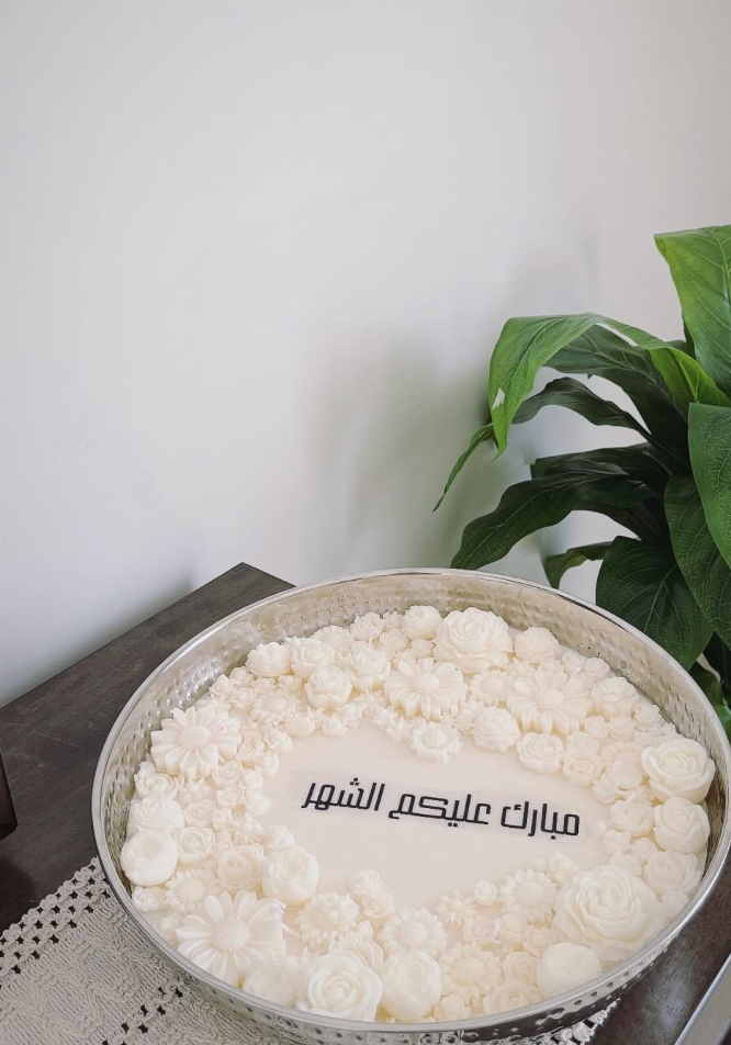 XXL Candle with flower with a phrase.