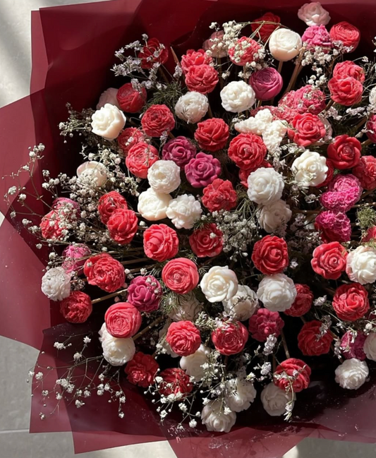 Mini red & white & pink flower bouquet